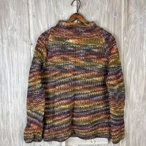 Jones New York Sport Space Dye Wool Blend Mock Neck Sweater Womens L Colorful